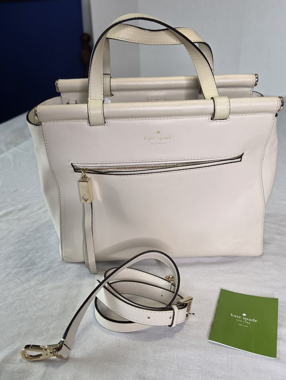 Kate Spade Royal Place Off-white Cream Double Handle Satchel Crossbody Strap